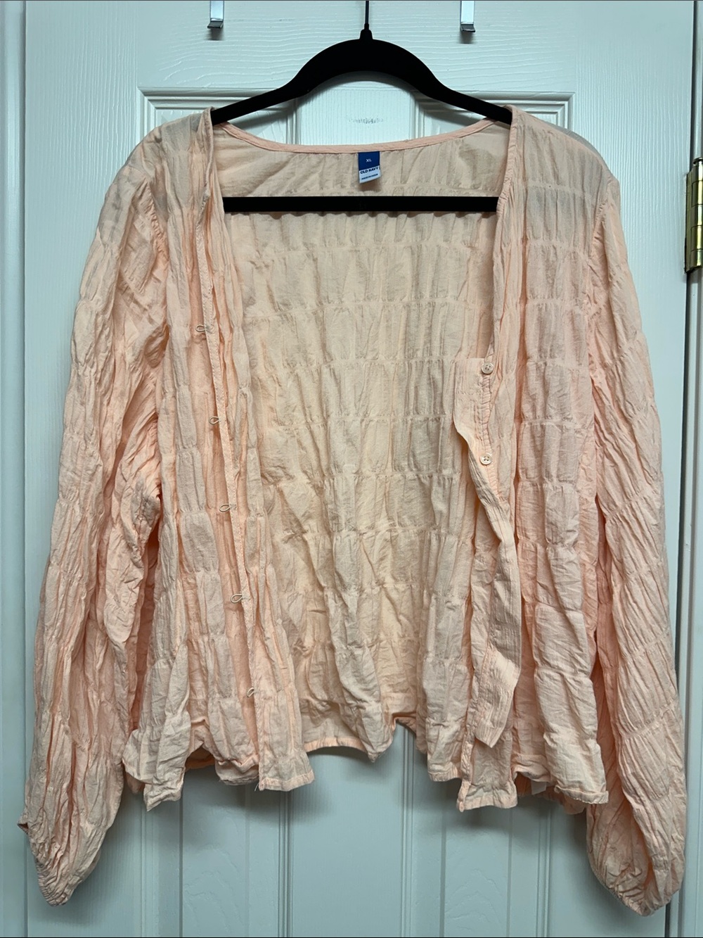 Old Navy Light Pink Crinkle Open-Front Cardigan